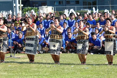 Tongan dancers performing outdoors in Tonga in 2011